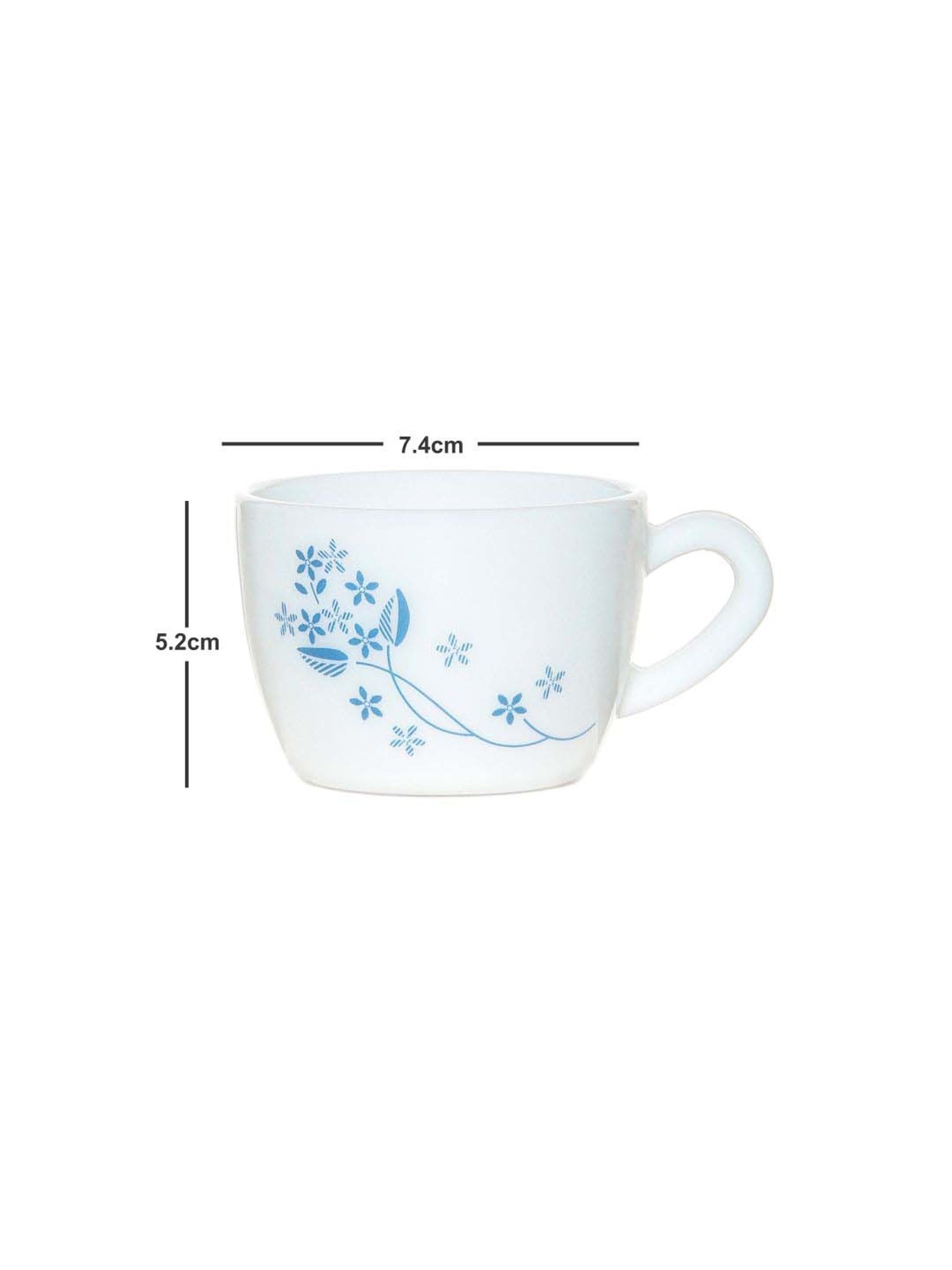 Cello White & Blue Glass Coffee Mug (0.13 L) - Set of 6