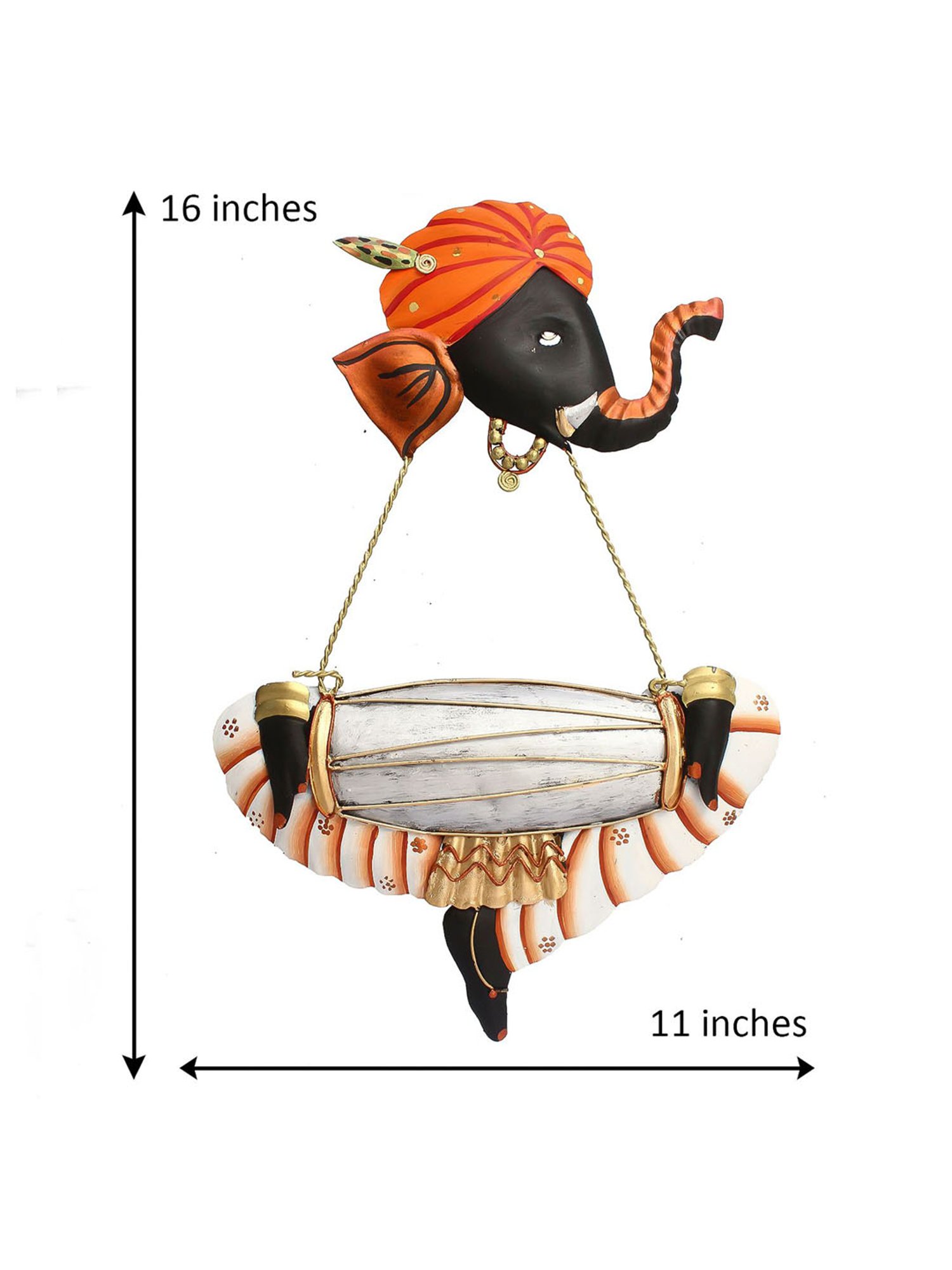 eCraftIndia Musician Ganesha Playing Dholak Wall Hanging