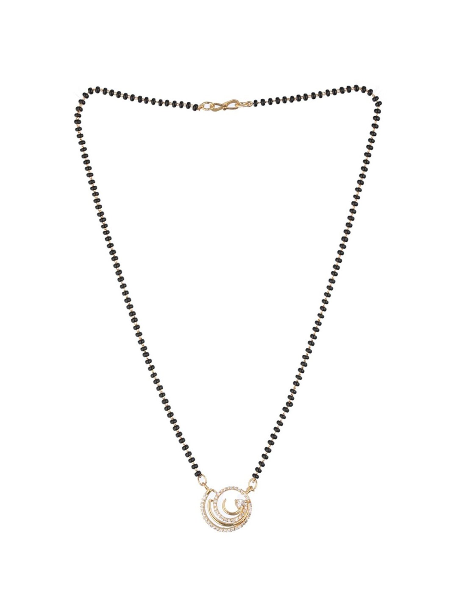 Aatmana Black Gold-Plated AD-Studded & Beaded Mangalsutra for Women