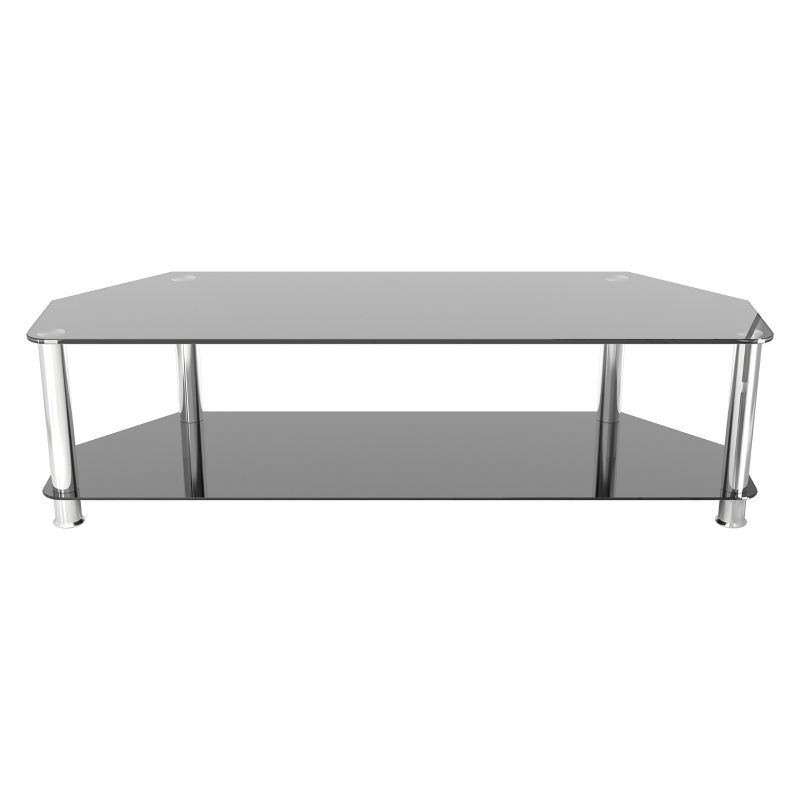 65" TV Stand with Glass Shelves - Silver/Black