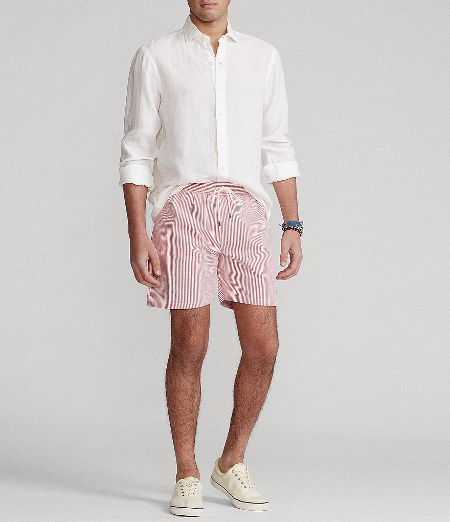 Polo Ralph Lauren 5 3/4#double; Inseam Traveler Seersucker Swim Trunks