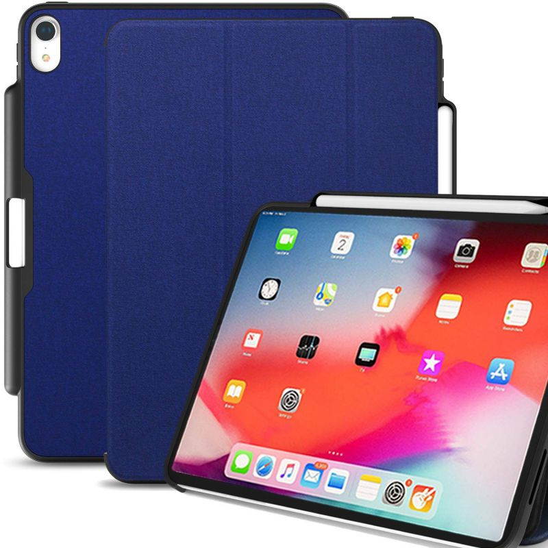 KHOMO iPad Pro 11 Inch Case with Pen Holder - Dual Blue Super Slim Cover - Support Pencil Charging