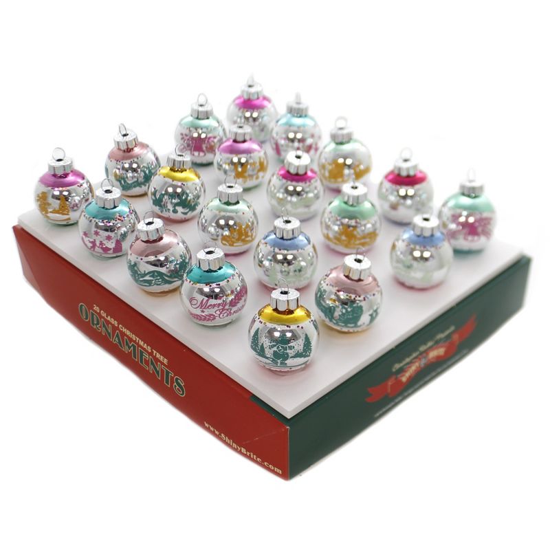 Shiny Brite 1.5" Vc 20 C Signature Flocked Vintage Celebration  -  Ornament Sets