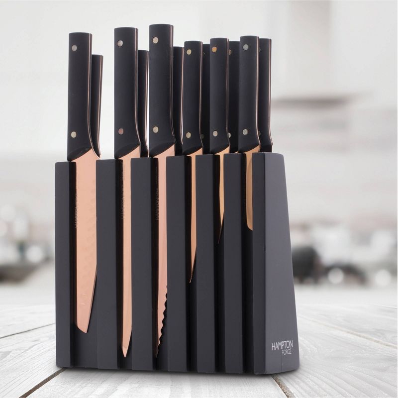 Hampton Signature Knight Copper - 13pc Knife Block Set, Titanium, Full Tang