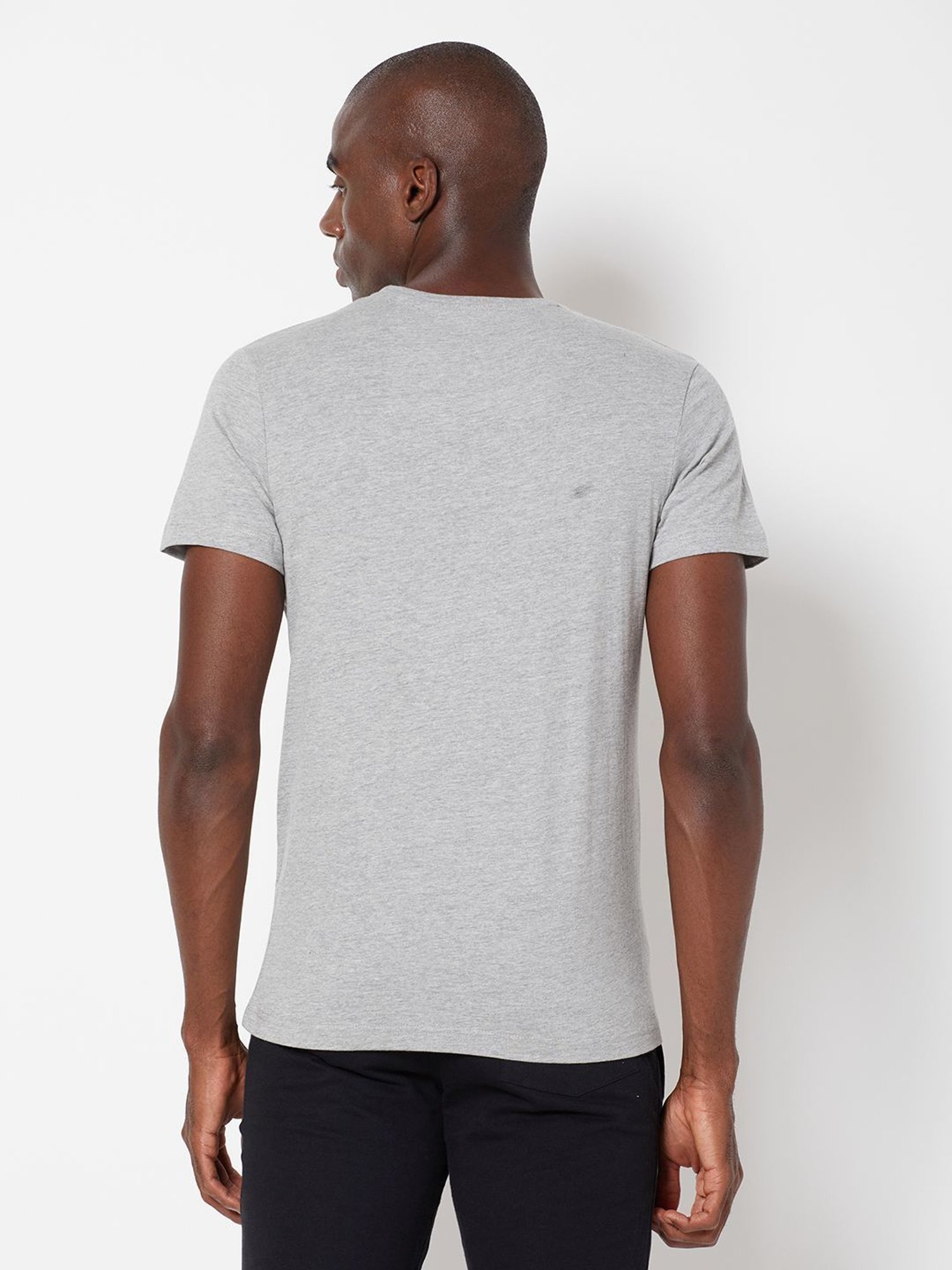 Sporto Grey Melange Regular Fit T-Shirt