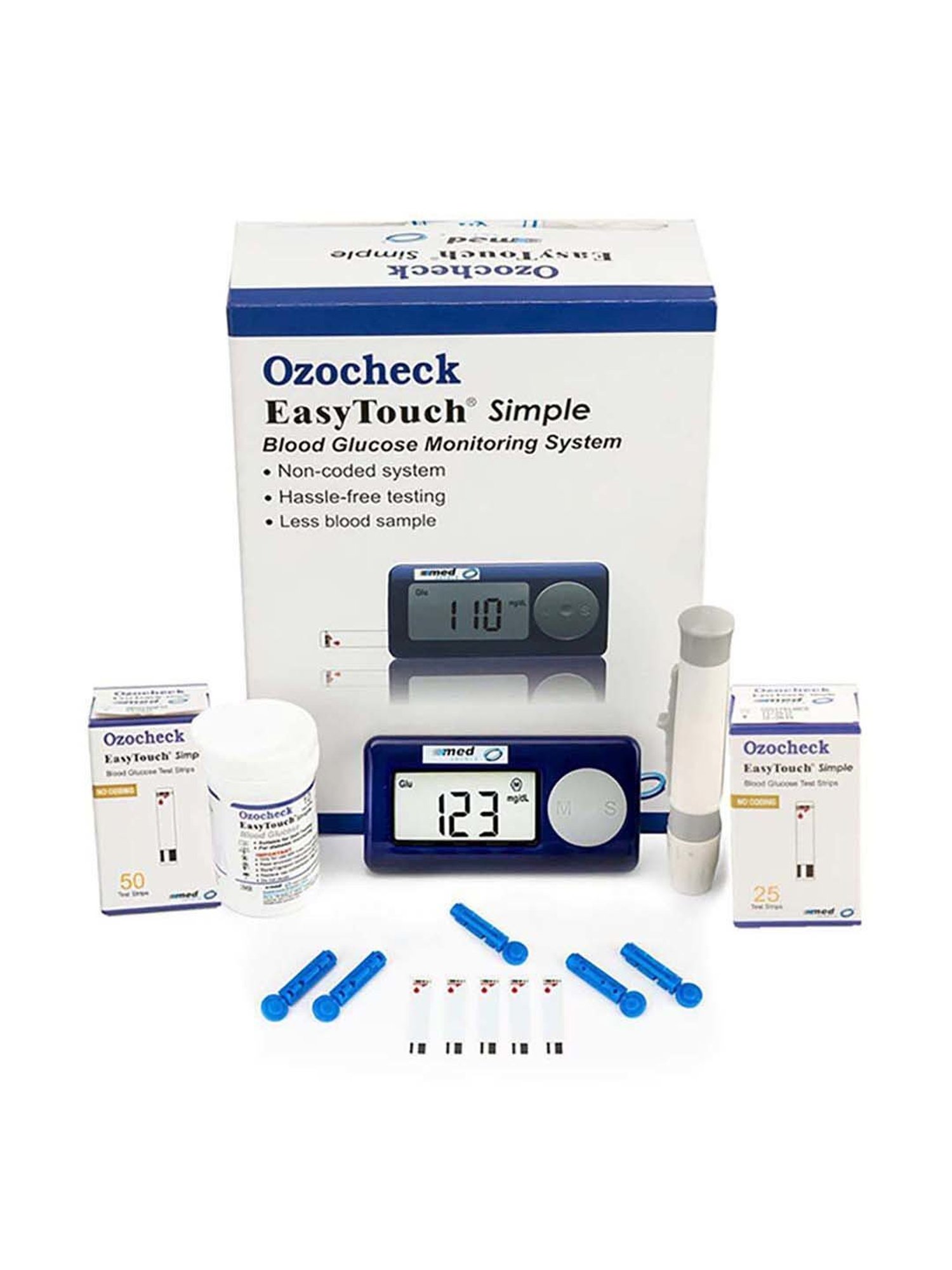 Ozocheck Automatic Blood Sugar Testing Machine with Glucometer Machine (Multicolor)