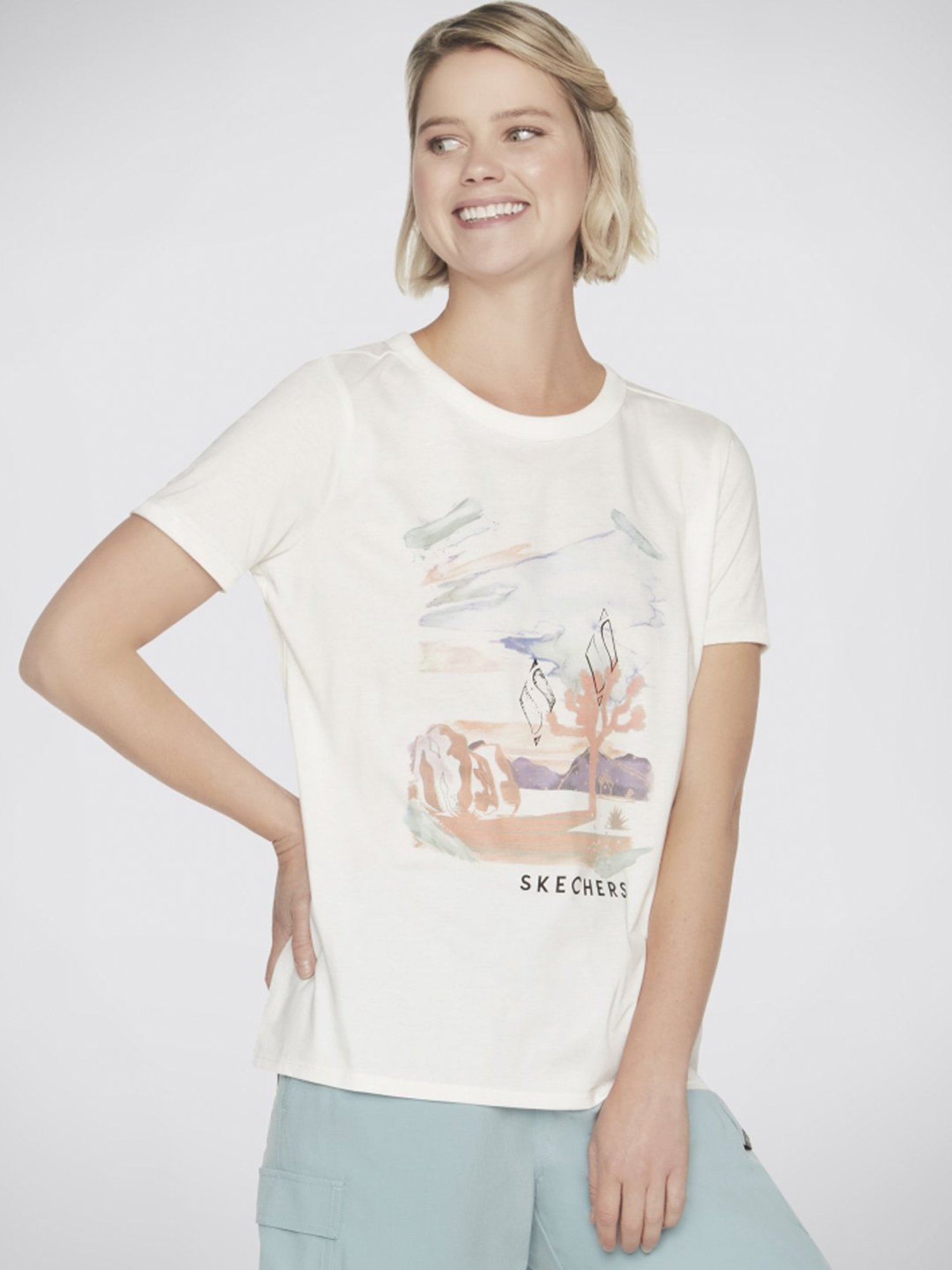 Skechers Cream Graphic Print T-shirt