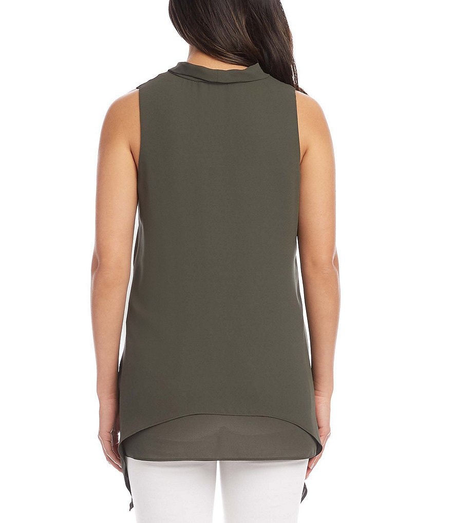 Karen Kane Layered Crepe Tie-Neck Tank