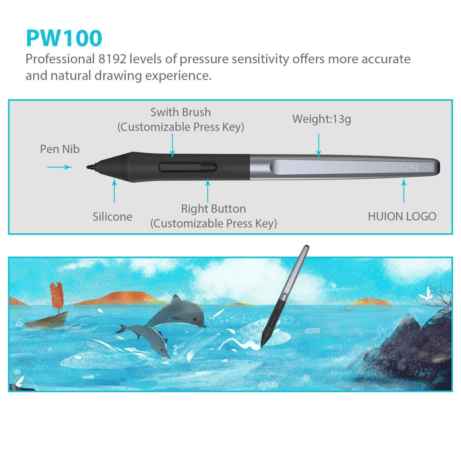 HUION H610PRO V2 Graphics Drawing Tablet 8192 levels Battery Free Pen Stylus