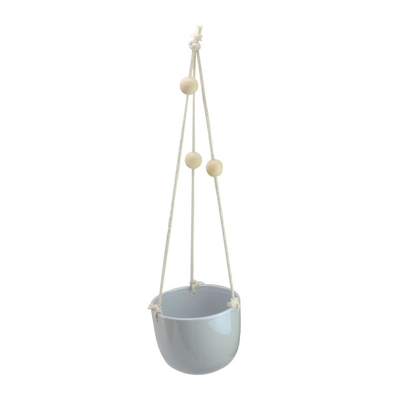 Napco 5" Hanging Rope Ceramic Planter - Gray