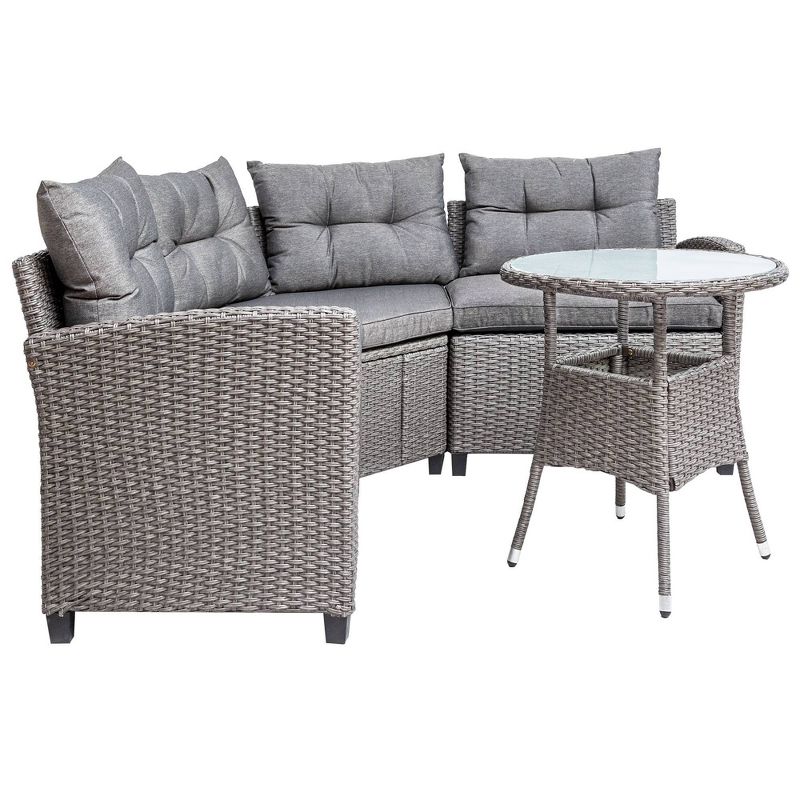 4pc Resin Wicker Patio Furniture Set with Cushions - Gray - Art Leon