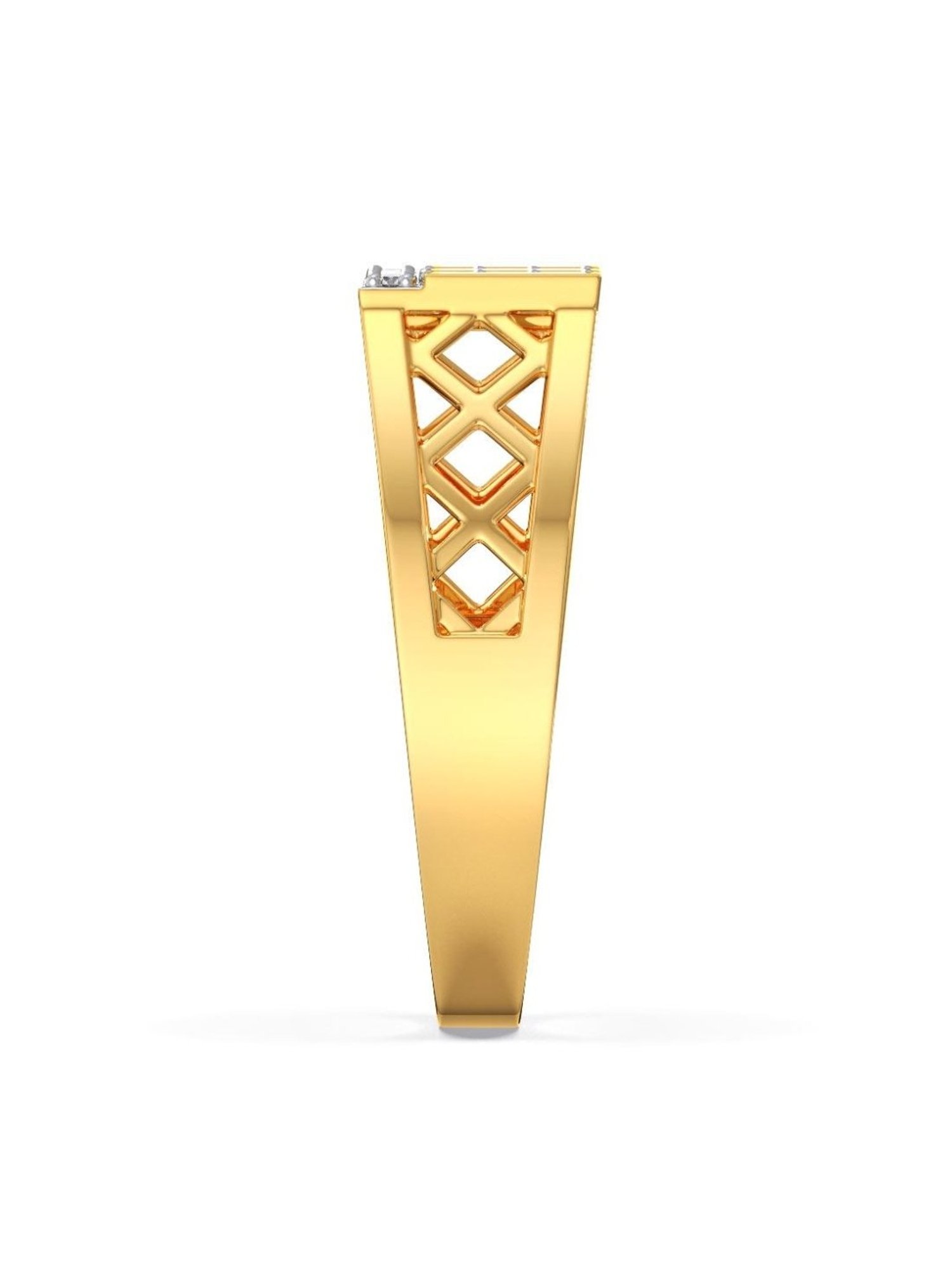 Candere by Kalyan Jewellers 18k Yellow Gold & Diamond Ring for Men