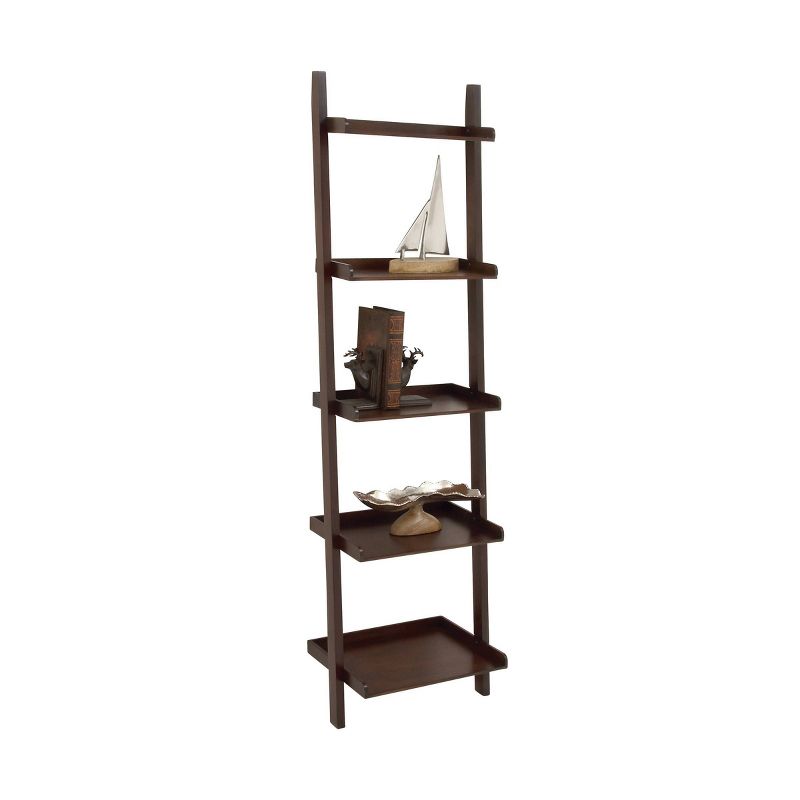 70" Farmhouse Wooden Ladder Shelf Brown - Olivia & May