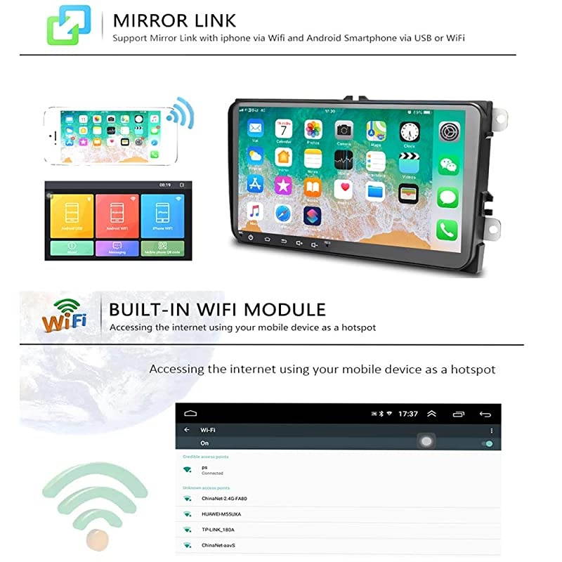 Din Car GPS Navigation Head Unit 9quot Touch Screen for VW Skoda Octavia Golf Touran Passat B6 Jetta Polo Tiguan in Dash Autoradio Android Car Radio Support Bluetooth WiFi+ Rear View Camera