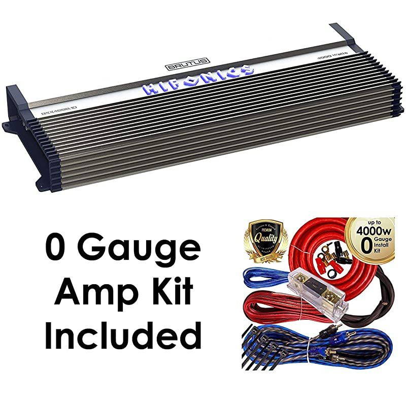 BXX4000.1D Brutus Class D 4000W RMS Mono Car Subwoofer Amplifier w/Amp Kit