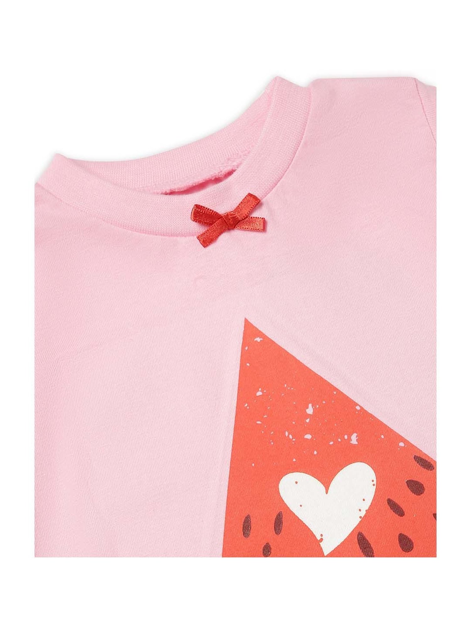 MiArcus Kids Pink & Red Cotton Printed T-Shirt