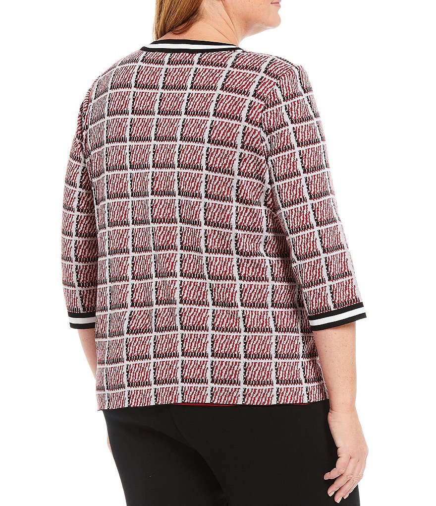 Ali Miles Plus Size Mixed Animal Print Open-Front Drop Needle Onion Skin Jacket