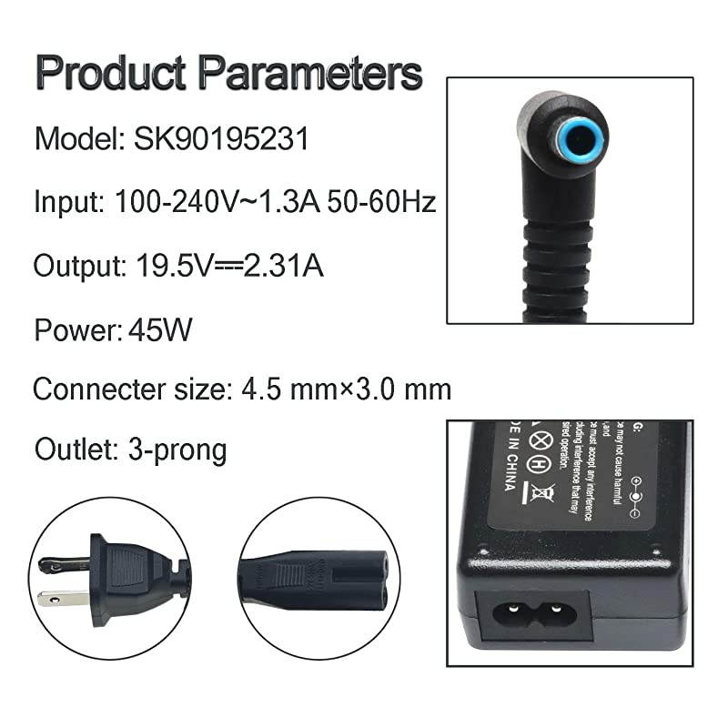 741727001 A045R07DH HSTNNDA35 HSTNNLA35 HSTNNCA40 HSTNNDA40 HSTNNLA40 ADP45WD B New Laptop AC Adapter Charger for Hp Pavilion 11 13 15 HP elitebook Folio 1040 g1HP Stream 13 11 14