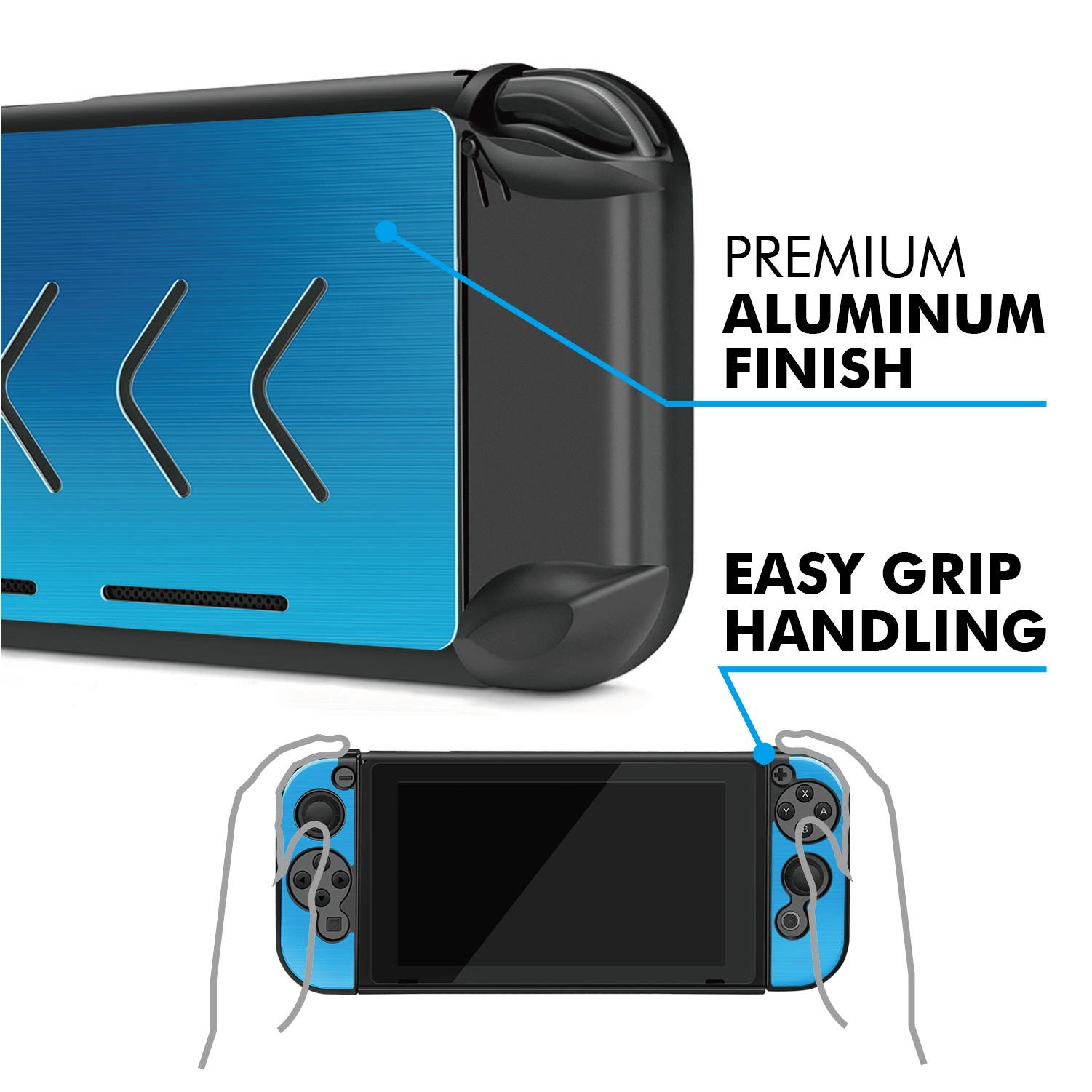 Nintendo Switch Case Cover for Console & Joy-Con Controller - Travel Friendly Aluminum Alloy Hard Shell Protector, Anti-Scratch Shockproof Protective Nintendo Switch Accessories (Blue)