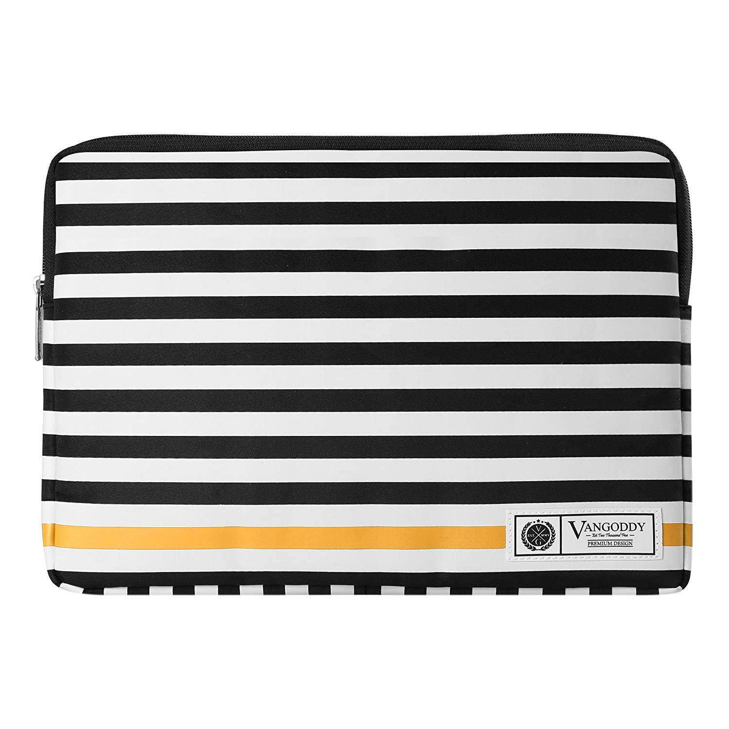 BABYLON 15.6" Laptop Tablet Sleeve Black White Accent Stripe Pattern Design For Apple MacBook Air / MacBook Pro / 13.3" Laptop Computer