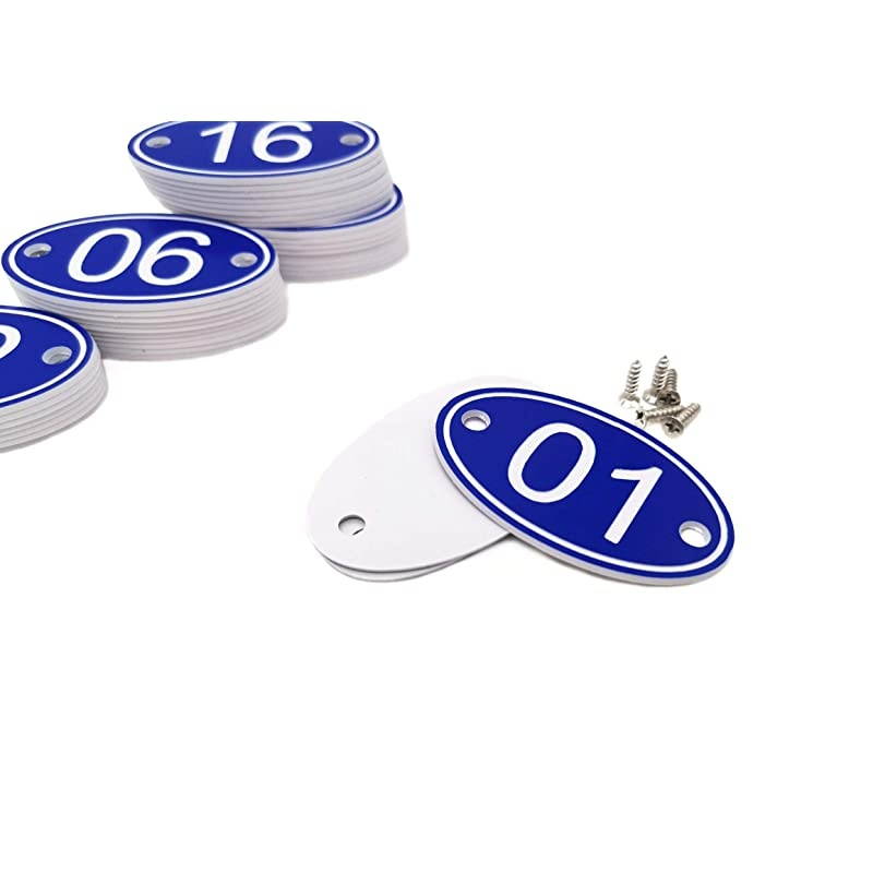 Engraved 30mm x 50mm Oval Table Numbers 51100 Pubs Restaurants Clubs Blue 51 to 100