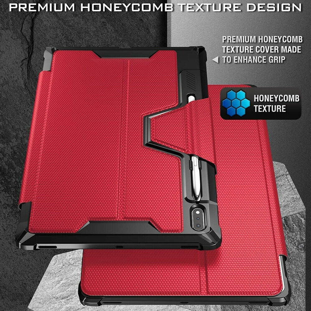 For Galaxy Tab S7 Plus 12.4" Tablet Case Full Coverage Triple Layers Cover Red