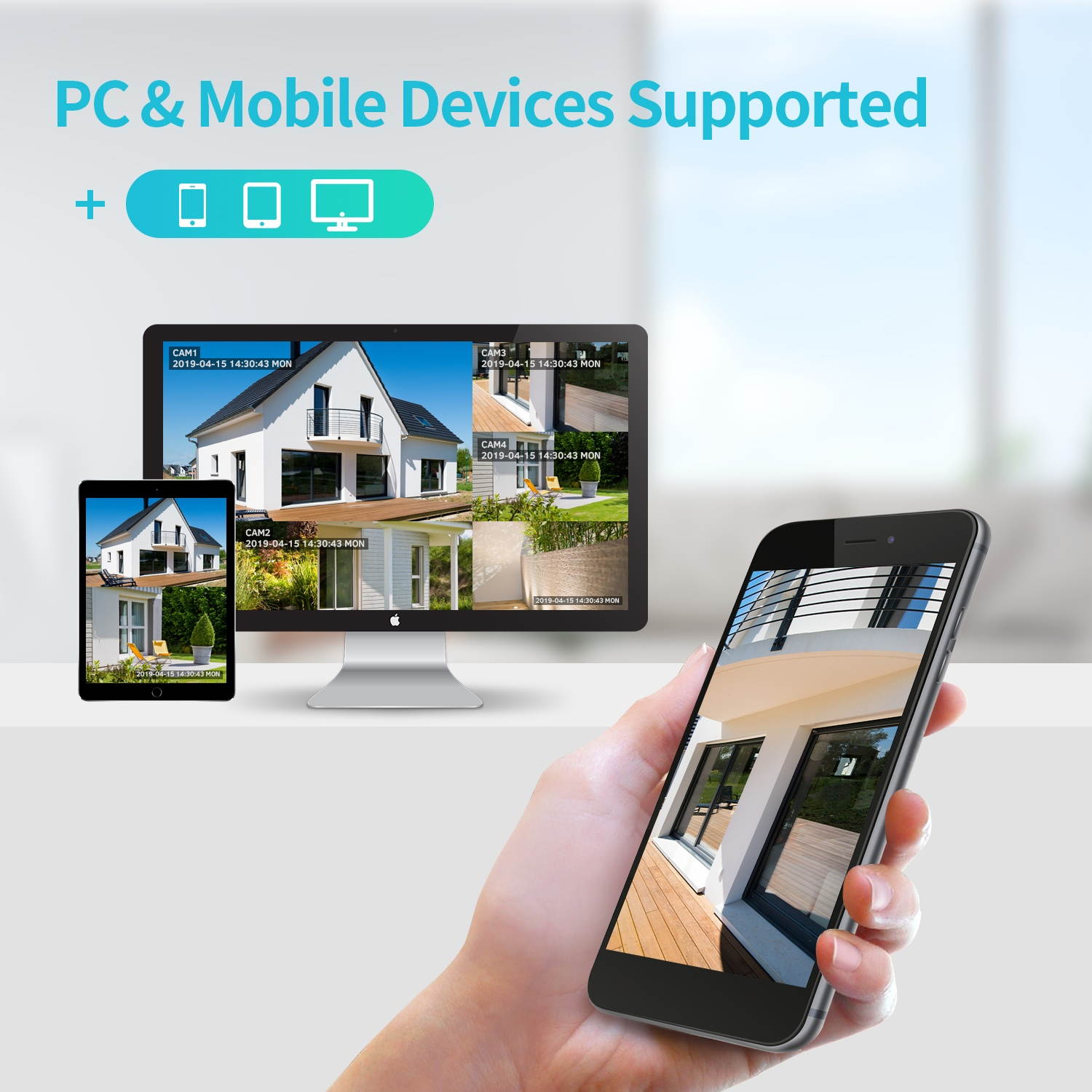 Wireless Security Camera System, 8CH 1080P NVR System, 4pcs 960P 1.3MP WIFI IP Security Surveillance Cameras