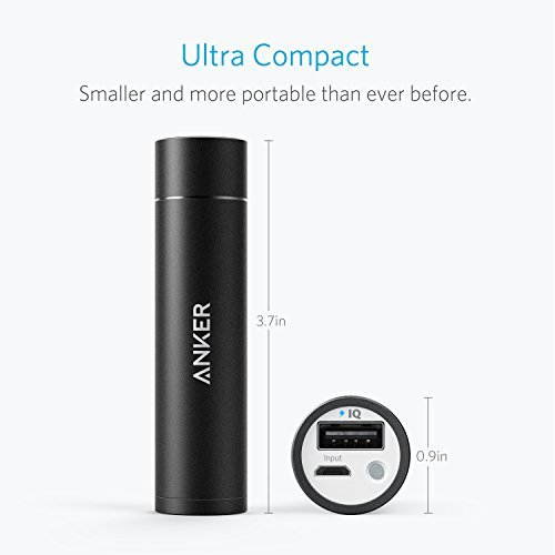 Power Bank, Premium Aluminum PowerCore+ mini, 3350mAh Lipstick-Sized Portable Charger (3rd Generation,  High Performance ), One of the Most Compact External Batteries, Powerful chargers -- New , Black