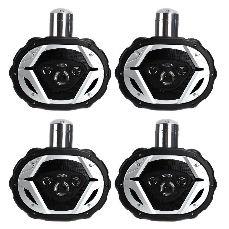 BOSS 6 x 9" 550W 4-Way Waketower Boat Marine Speaker Waterproof Black (4 Pack)