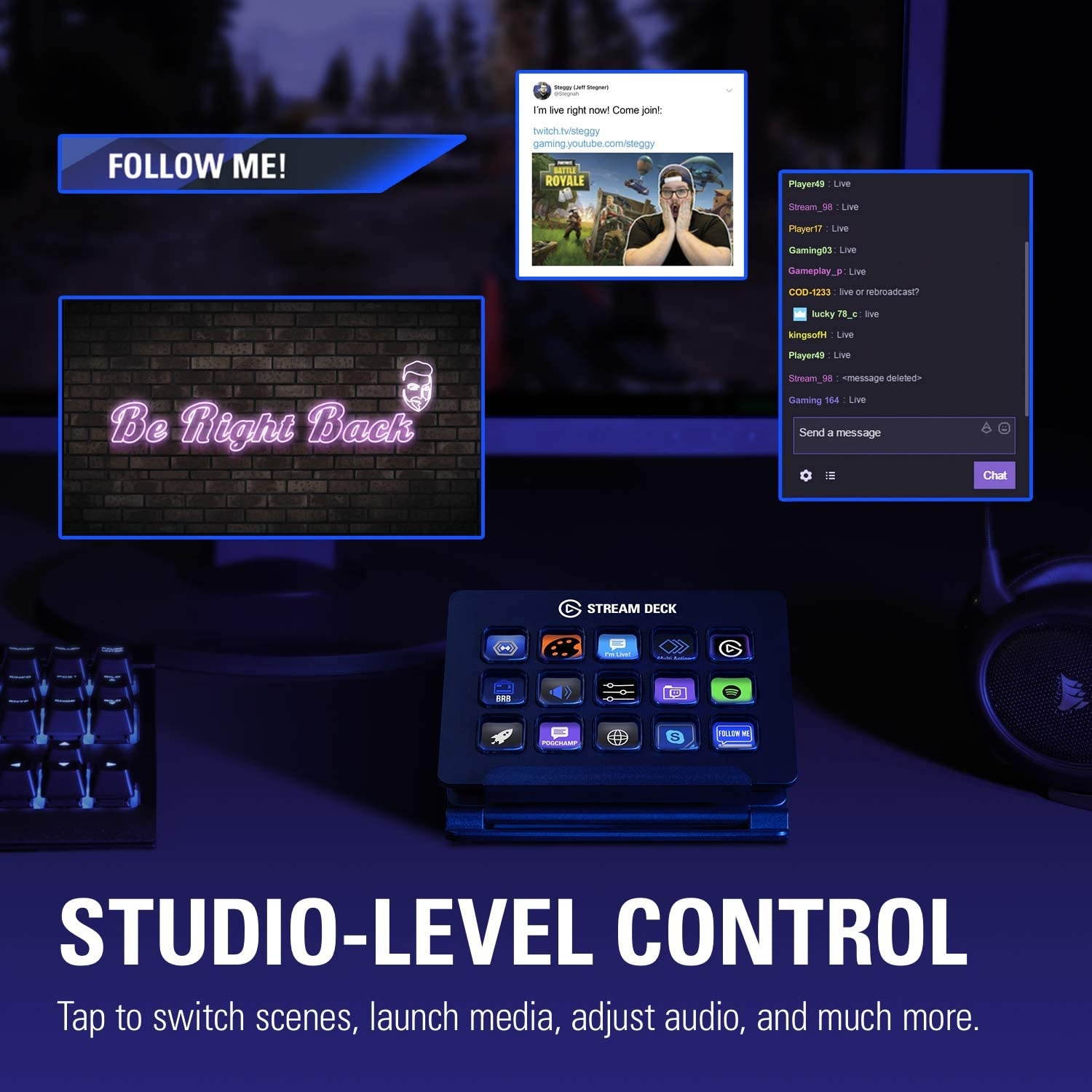 Elgato Stream Deck - Live Content Creation Controller with 15 Customizable LCD Keys, Adjustable Stand, for Windows 10 and macOS 10.13 or late