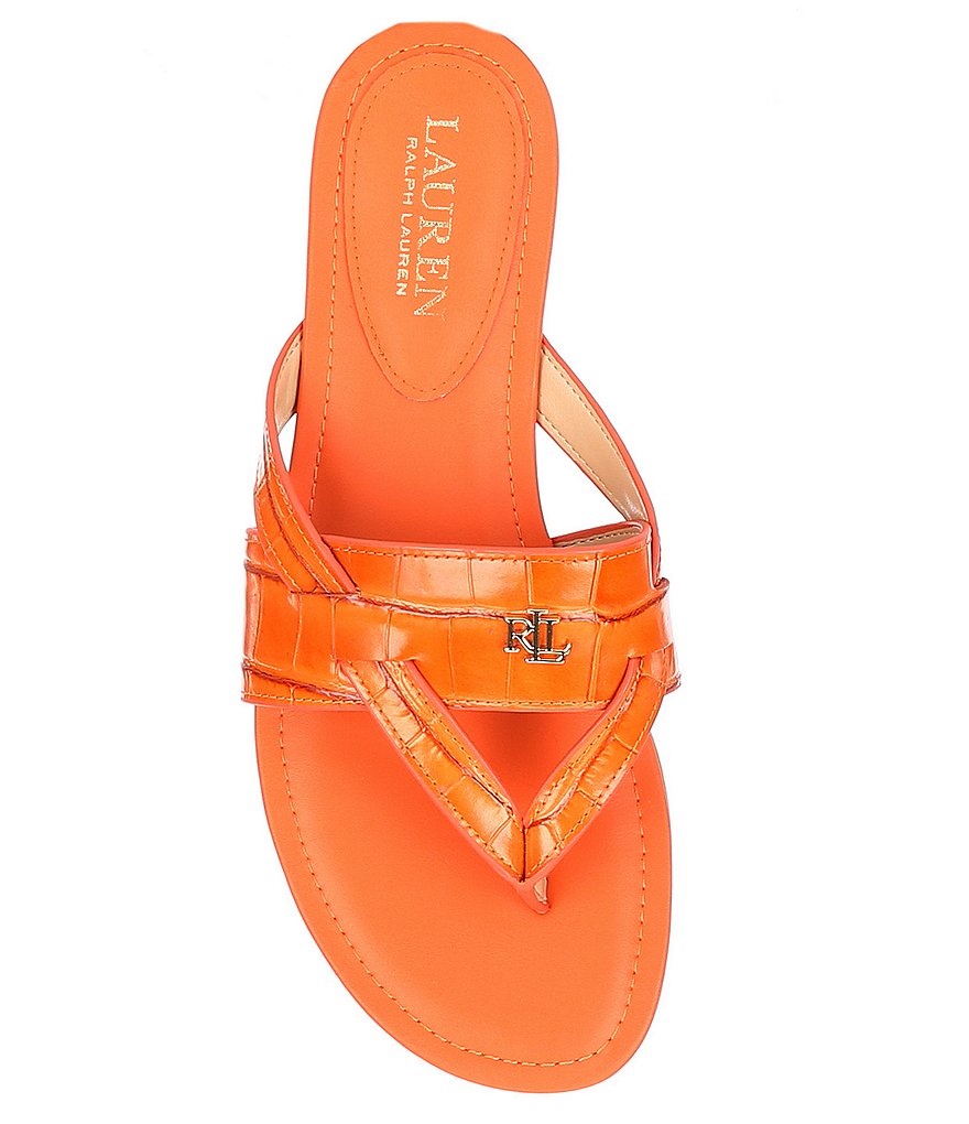 Lauren Ralph Lauren Rosalind Croco Embossed Leather Sandals