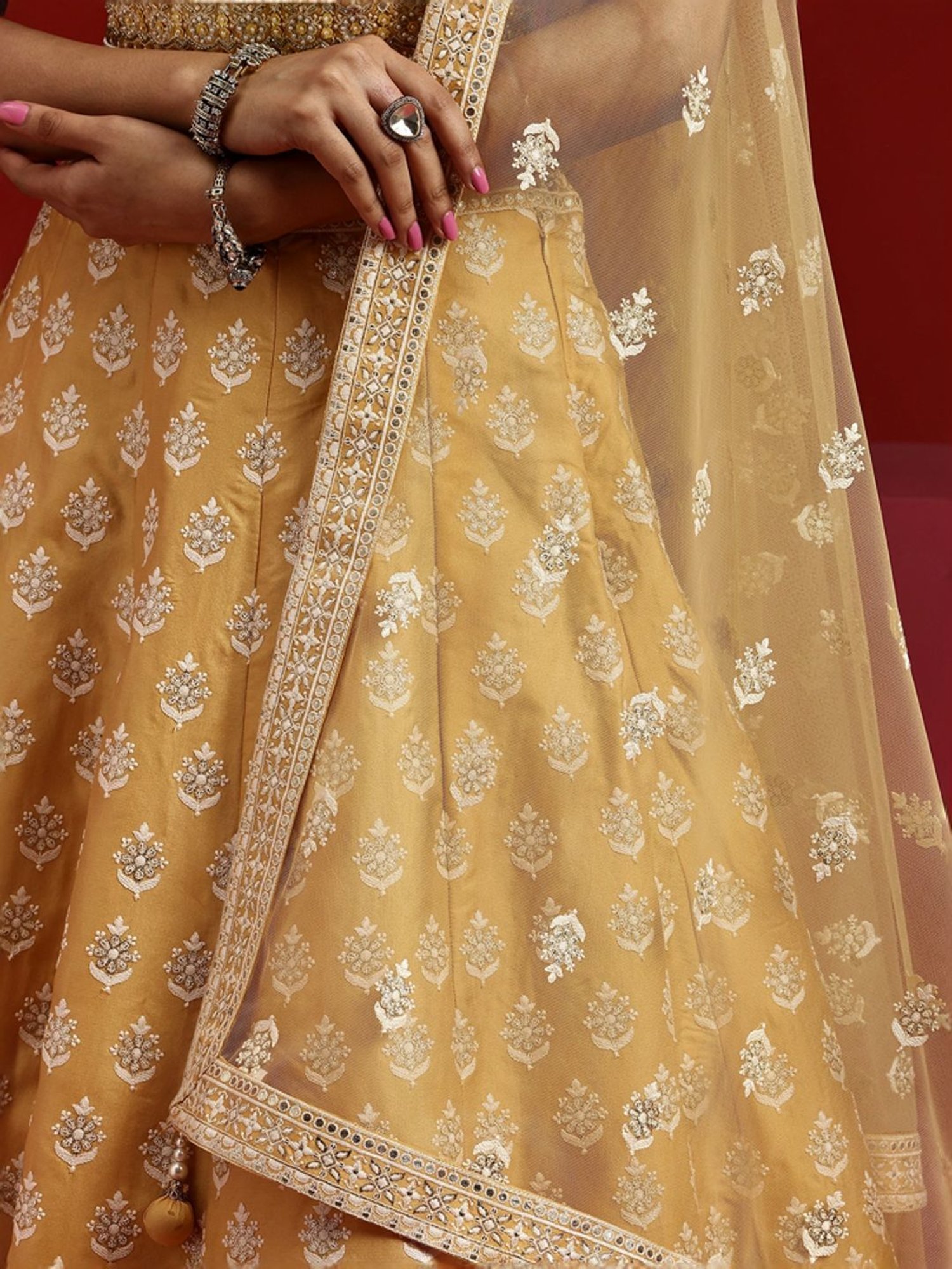 Libas Art Yellow Embroidered Lehenga Choli Set With Dupatta