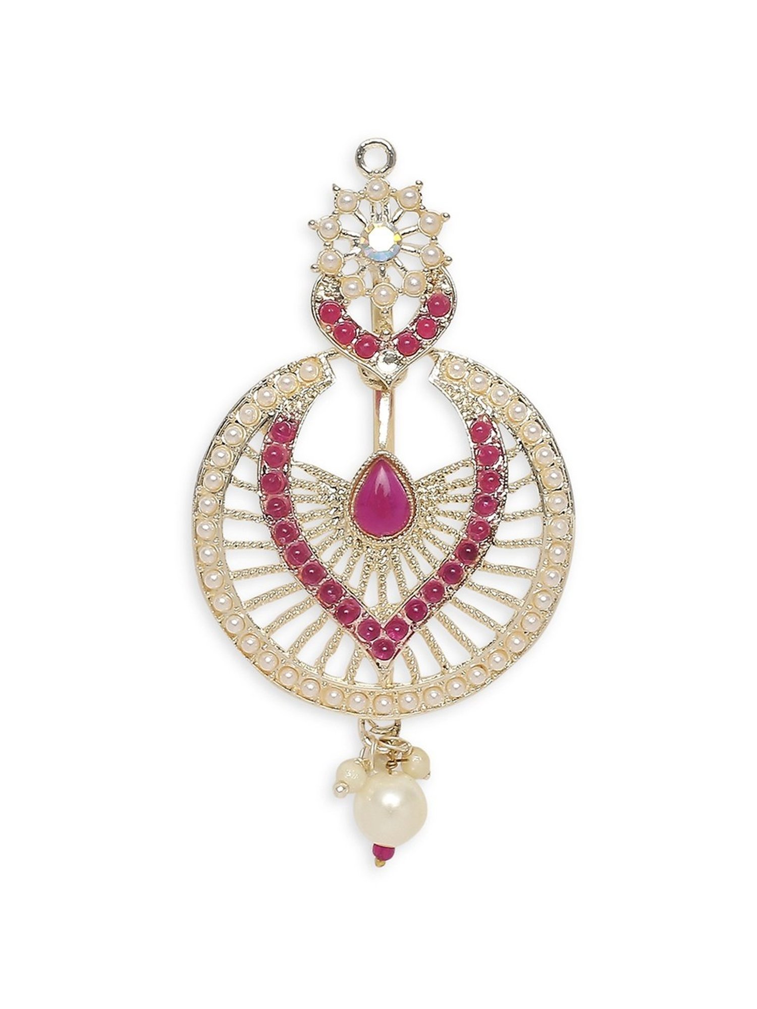 OOMPH Maroon Stones Hair Bun Pin Juda Pin Ethnic Chandbali Style