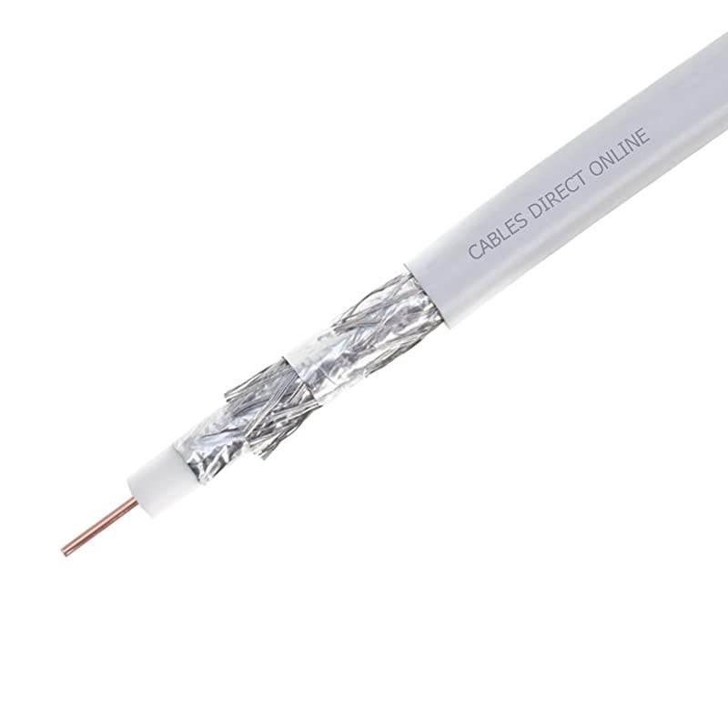 1000FT White RG6 Quad Shielded Coax Cable Satellite TV Coaxial Wire, 18 AWG Copper Clad Steel Conductor, Foam PE Core, 60% Aluminum Braid, PVC Jacket, Reel in Box