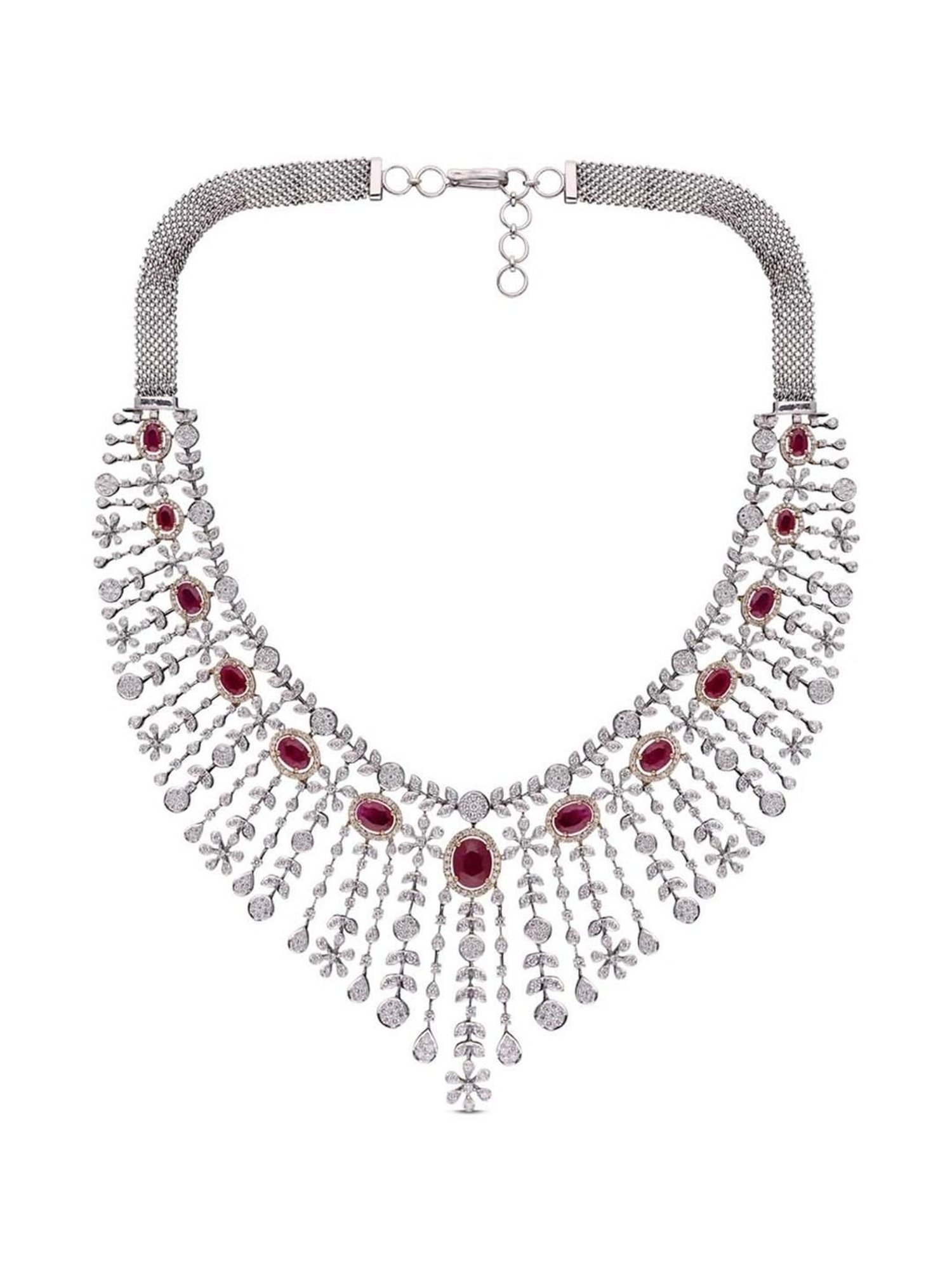 P.N.Gadgil Jewellers 18k Gold Infinity Florall Diamond Necklace For Women