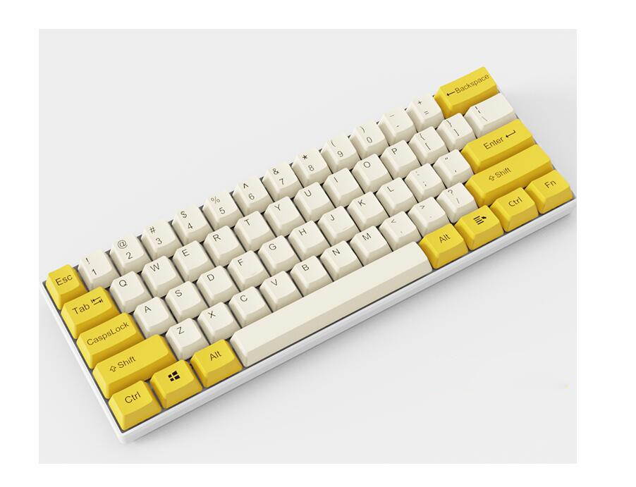 A-jazz AK61 Bluetooth Wireless and  USB Wired Dual Connectivity Mechanical Gaming Keyboard, Durable ABSKeycaps, White Backlit -Blue Switch( White )