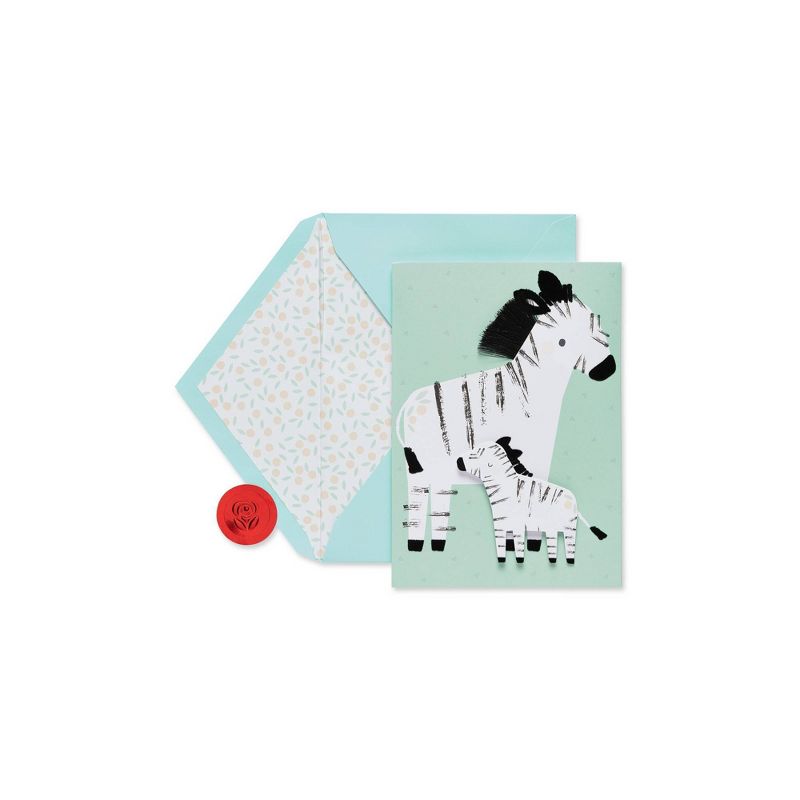 Premier Zebra New Baby Greeting Card with Flocking