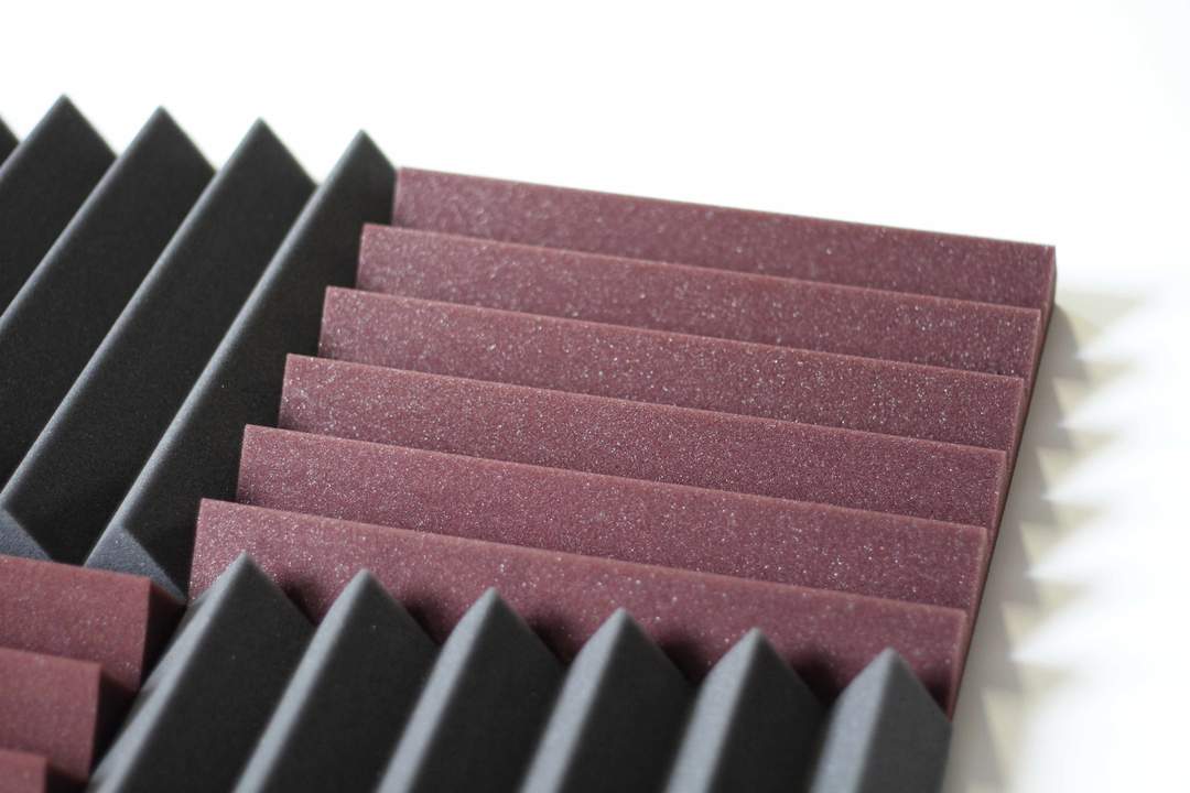 2" Burgundy and Black Acoustic Wedge Soundproof Studio Tiles 12 pack