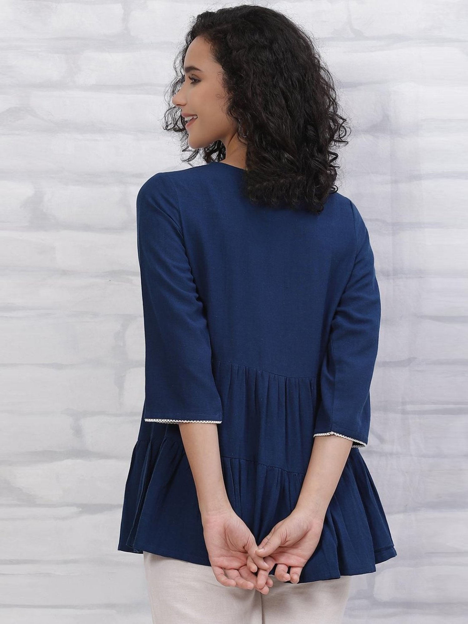 Rangriti Blue Printed Tunic