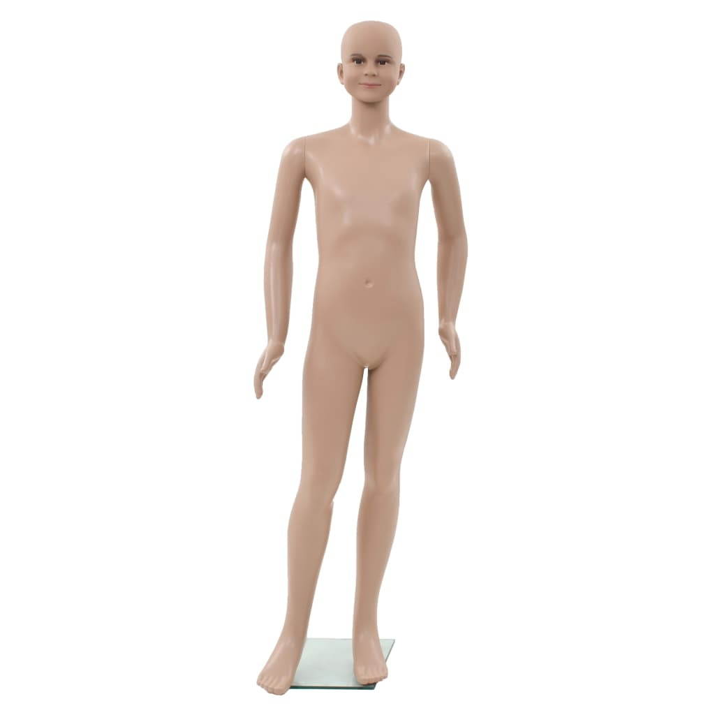 vidaXL Full Body Child Mannequin with Glass Base Beige 55.1" Indoor Display