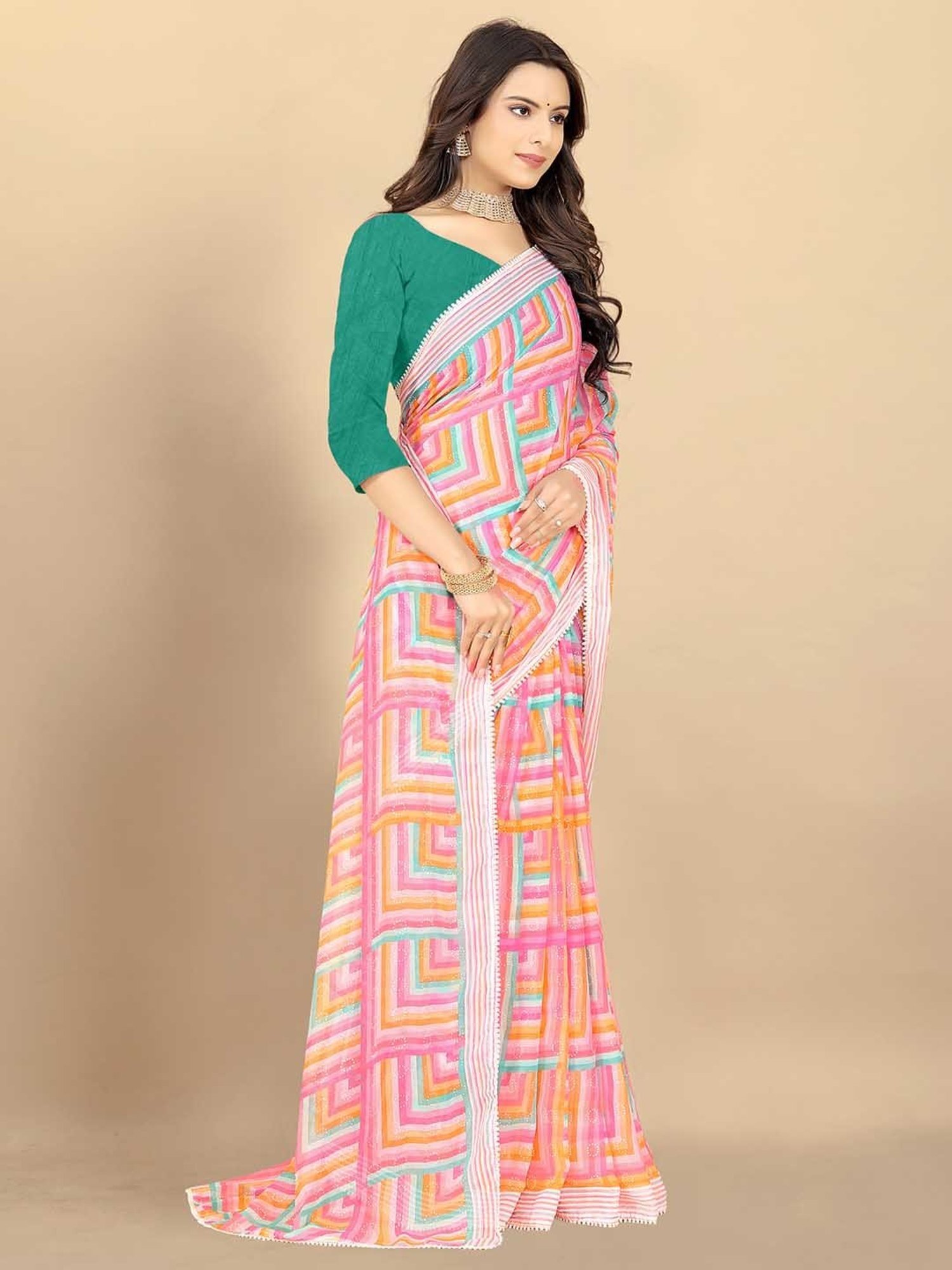 Rangita Pink Printed Saree With Blouse