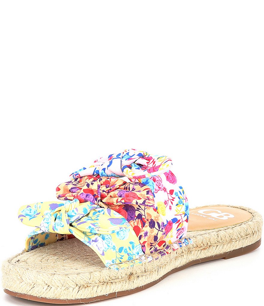 GB Delite-Ful Floral Bow-Detail Jute Wrapped Espadrille Slides