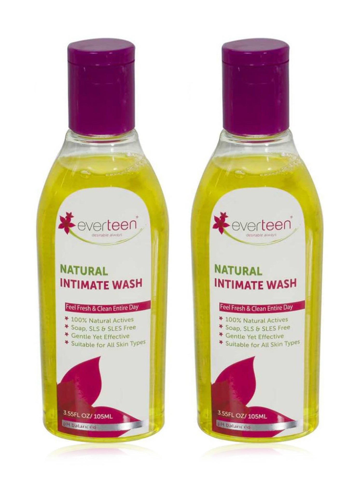 everteen Natural Intimate Wash for Feminine Hygiene in Women - 105 ml Each (Pack of 2)