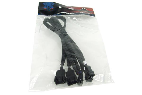 Phobya 4-Pin PWM to 3x 4-Pin PWM Cable - 30cm | Black (81098)