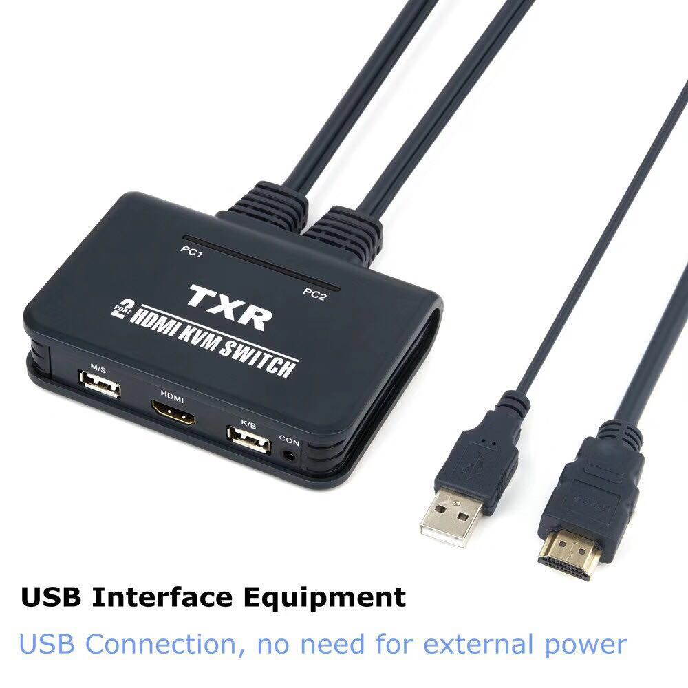 HDMI KVM Switch 2 Port with Cables, Selector Switcher for 2 Computers Share One Monitor, Keyboard, Mouse and USB Peripheral Support 4k&times;2K@30hz Resolution