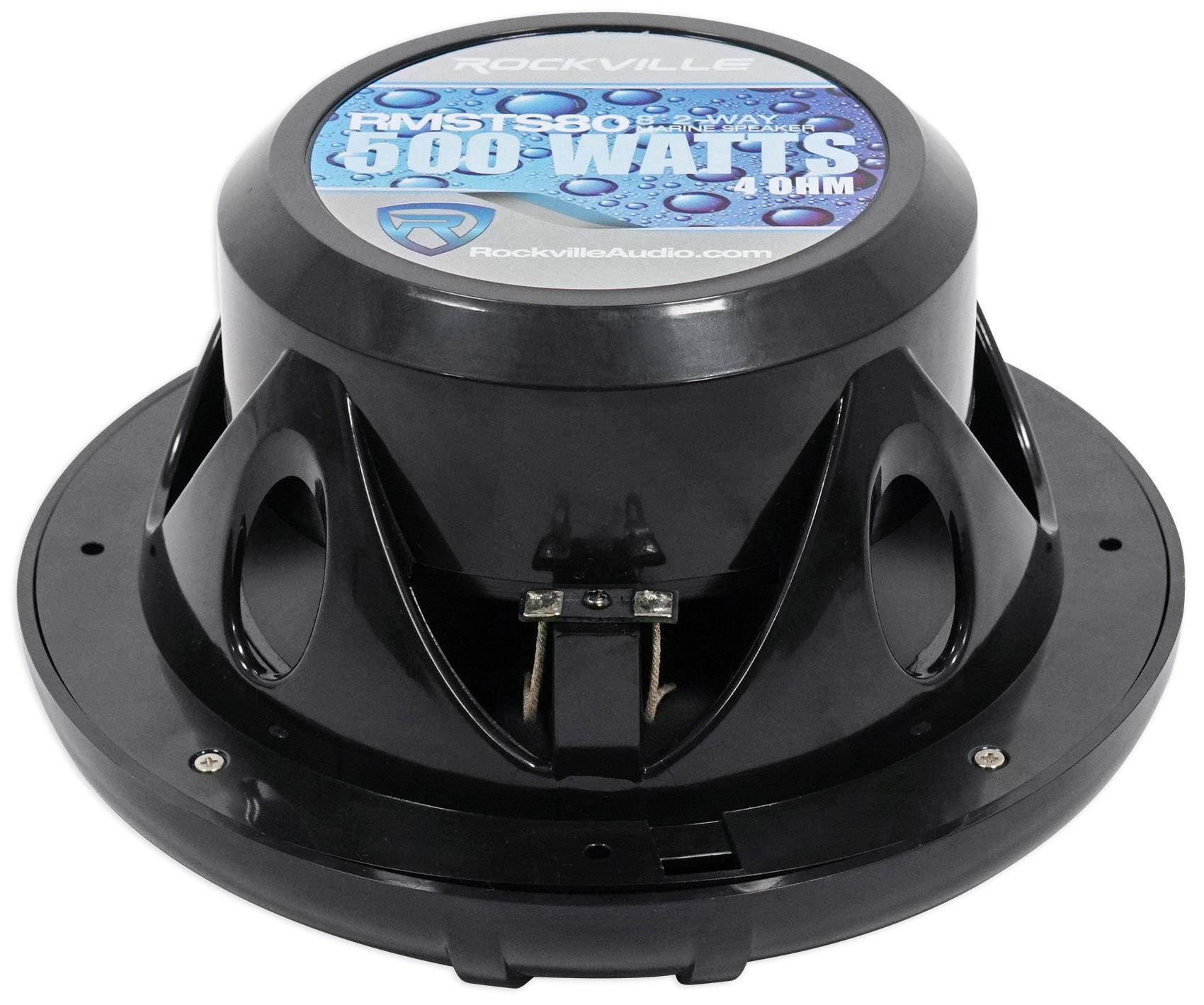4 rockville rmsts80b 8" 2000 watt waterproof marine boat speakers 2way black