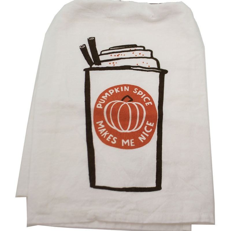 Tabletop 28.0" Pumpkin Spice & Favorite Color 100% Cotton Kitchen Clean Up Primitives By Kathy  -  Kitchen Towel