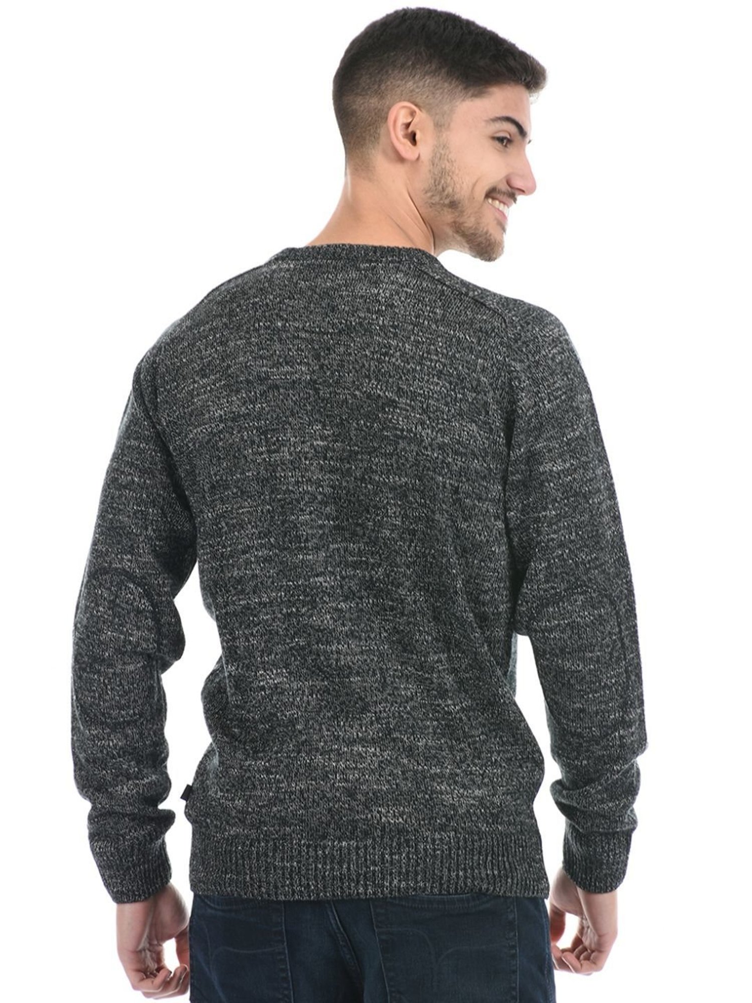 London Fog Grey Regular Fit Heathered Sweater