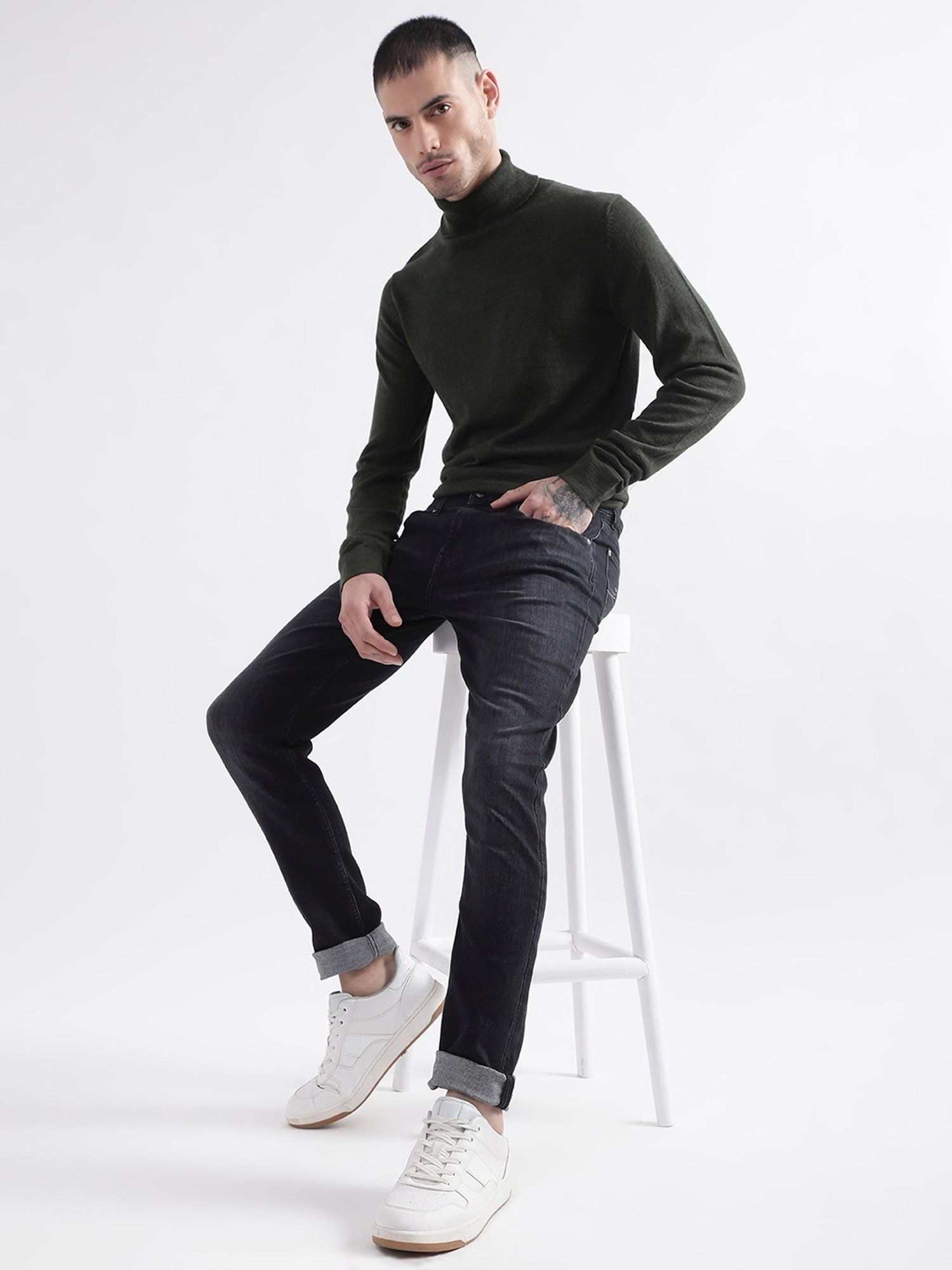 Lindbergh Dark Army Slim Fit Sweater