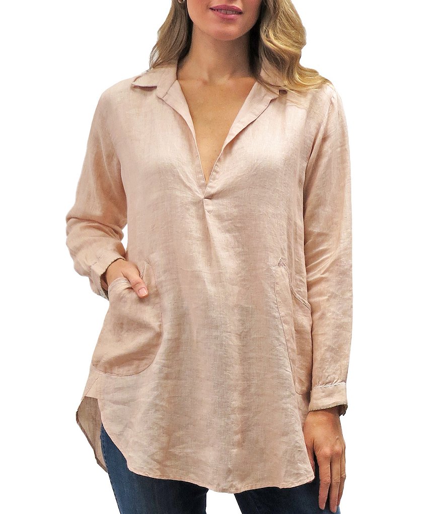 Karyn Seo Anika Split V Neck Linen Tunci